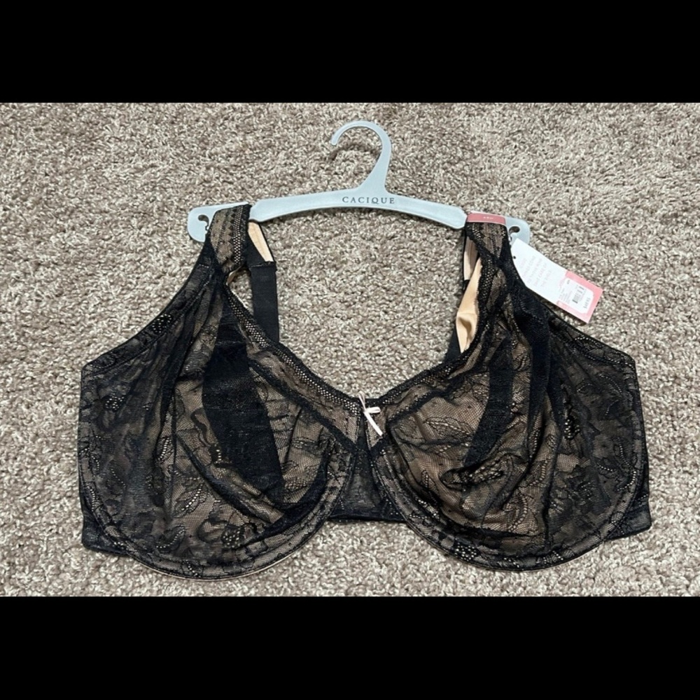 Cacique Sheer Black Lace Bra